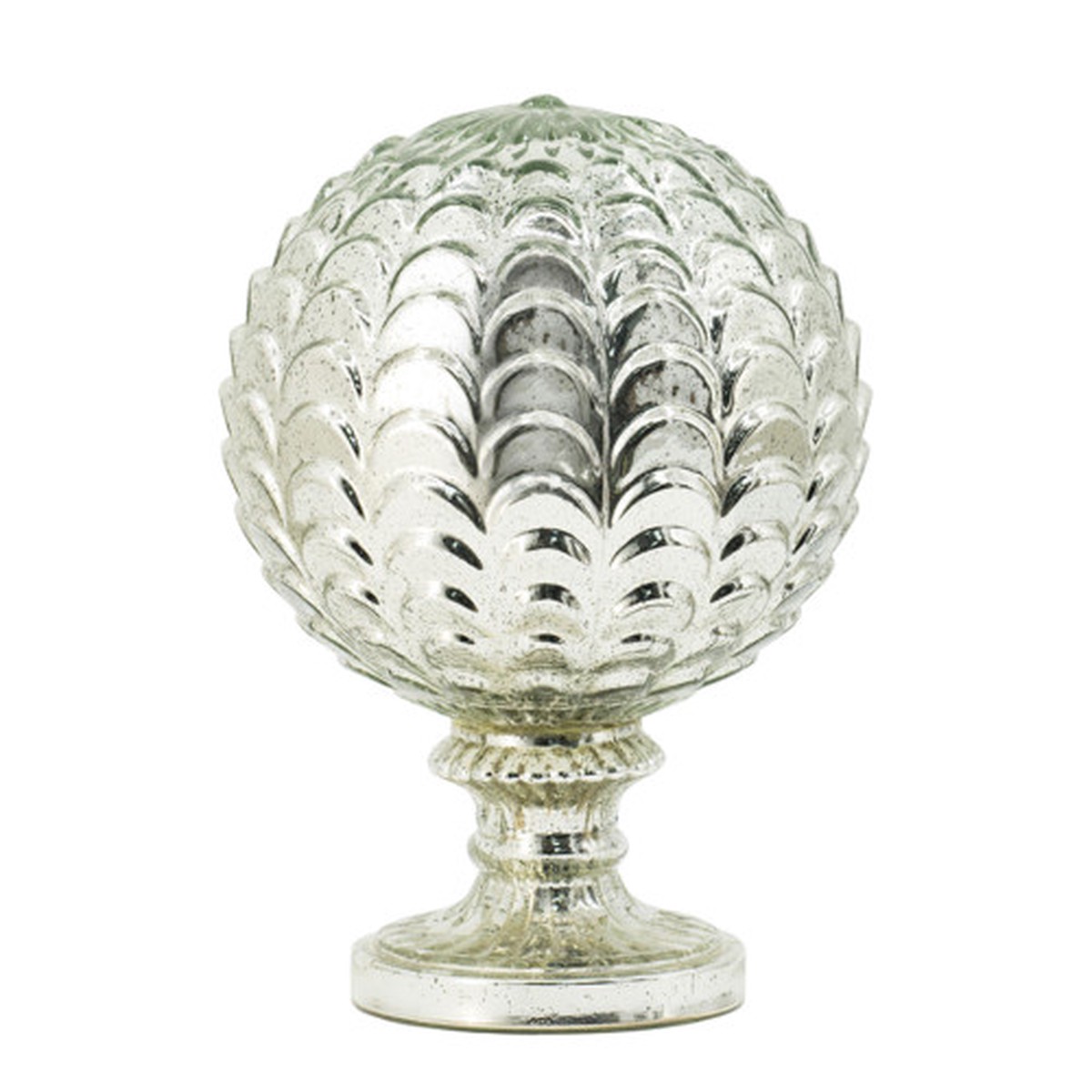 12.25″ Metallic Silver Antique Artichoke on Pedestal Tabletop Decor