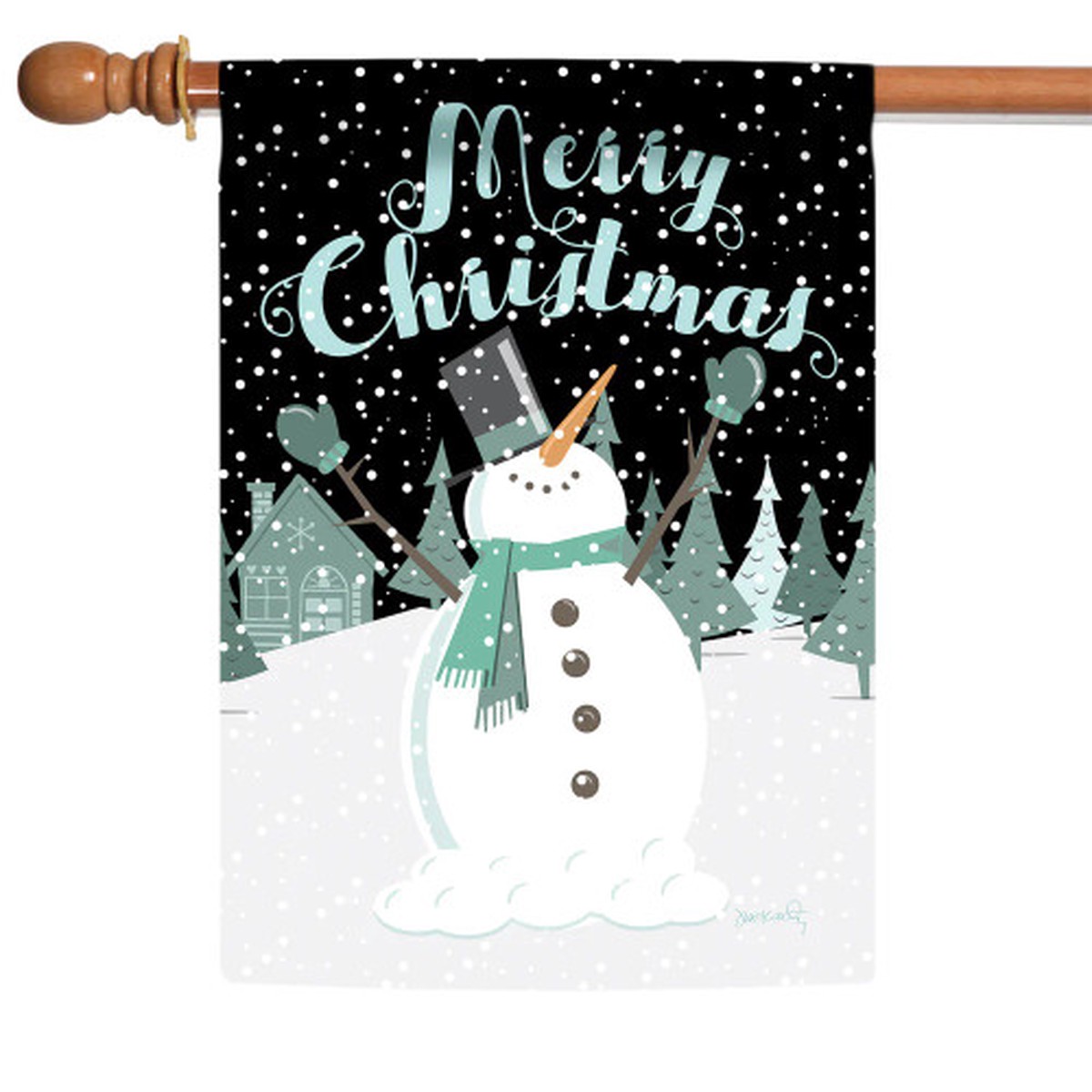 “Merry Christmas” Snowman Outdoor House Flag 40″ x 28″