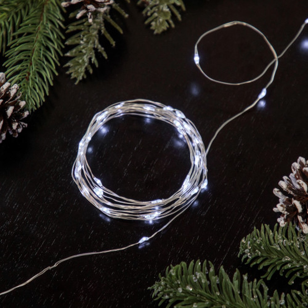 Micro Fairy Christmas Lights - LED Pure White - 4" Spacing - Copper Wire - 20ct
