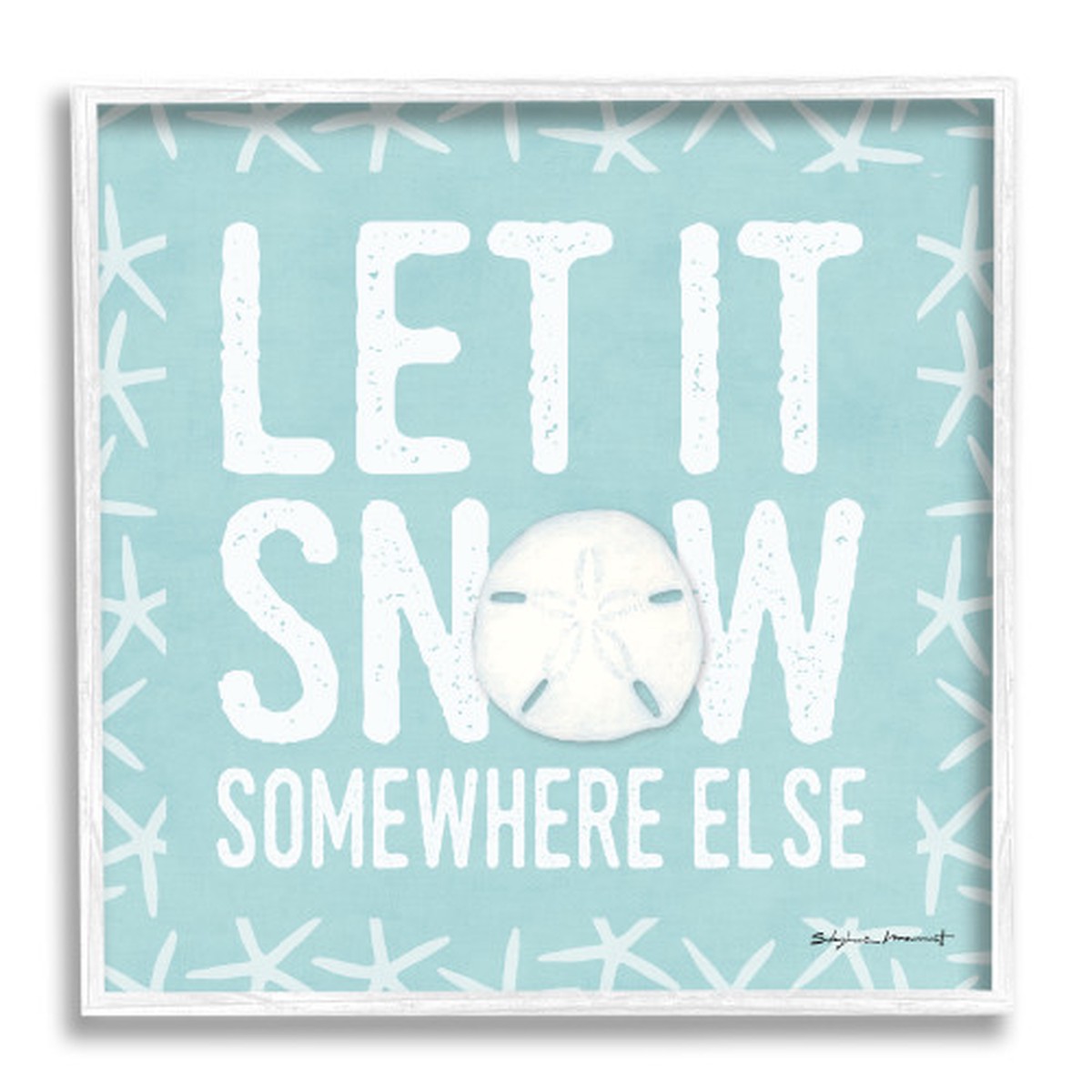 Winter Blue and White Let It Snow Framed Christmas Wall Art, 24 x 24
