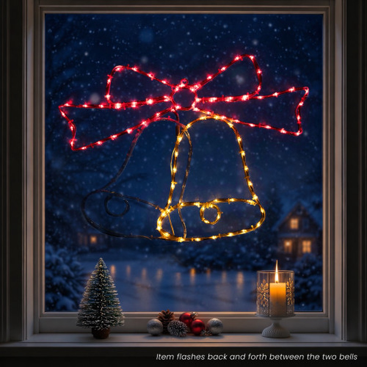 23" LED Lighted Bow 4 Function Christmas Window Silhouette