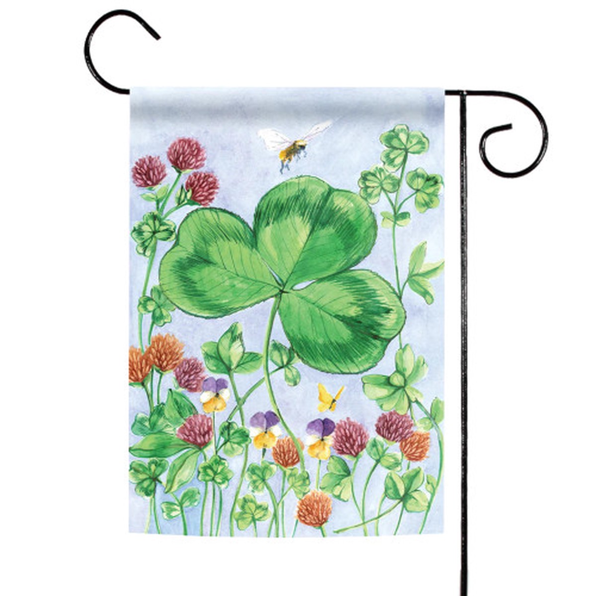St. Patrick’s Day Floral Clover and Bee Outdoor Garden Flag 18″ x 12.5″