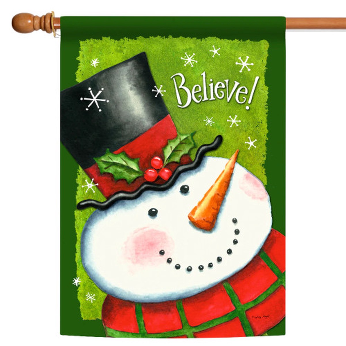 ‘Believe’ Snowman Christmas Outdoor House Flag 40″ x 28″