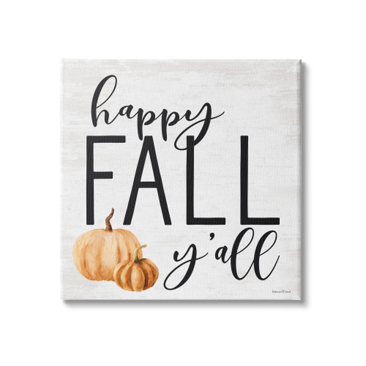 “Happy Fall Y’All” Farm Pumpkin Gourd Stretched Canvas Wall Art, 36″ x 36″