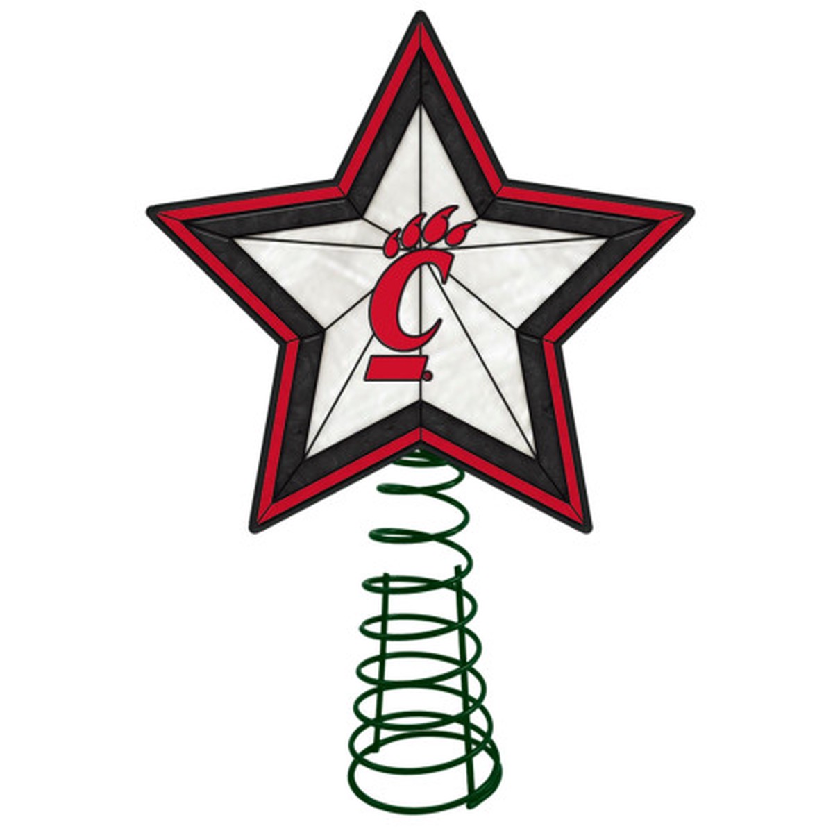 10″ Lighted Black and Red Star NCAA Cincinnati Bearcats Christmas Tree Topper