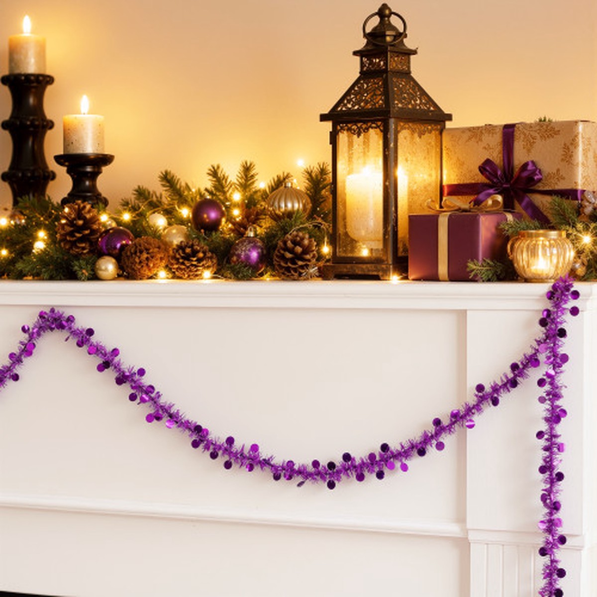 50' x 1.5" Hanging Polka Dots Commercial Tinsel Christmas Garland - Purple - Unlit