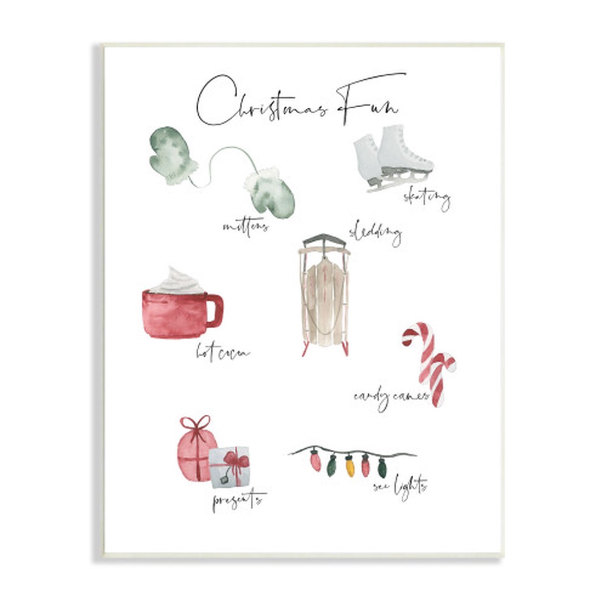 “Christmas Fun” Illustrated Item List Wall Sign, 13″ x 19″