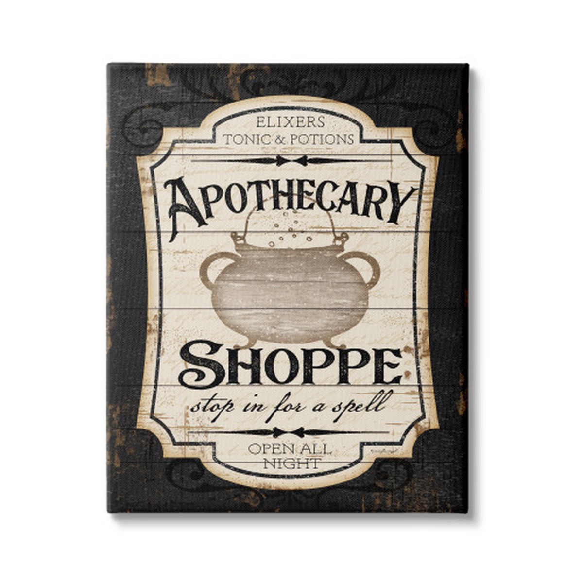 Witch Potion “Apothecary Shoppe” Cauldron Halloween Stretched Canvas Wall Art, 30″ x 40″