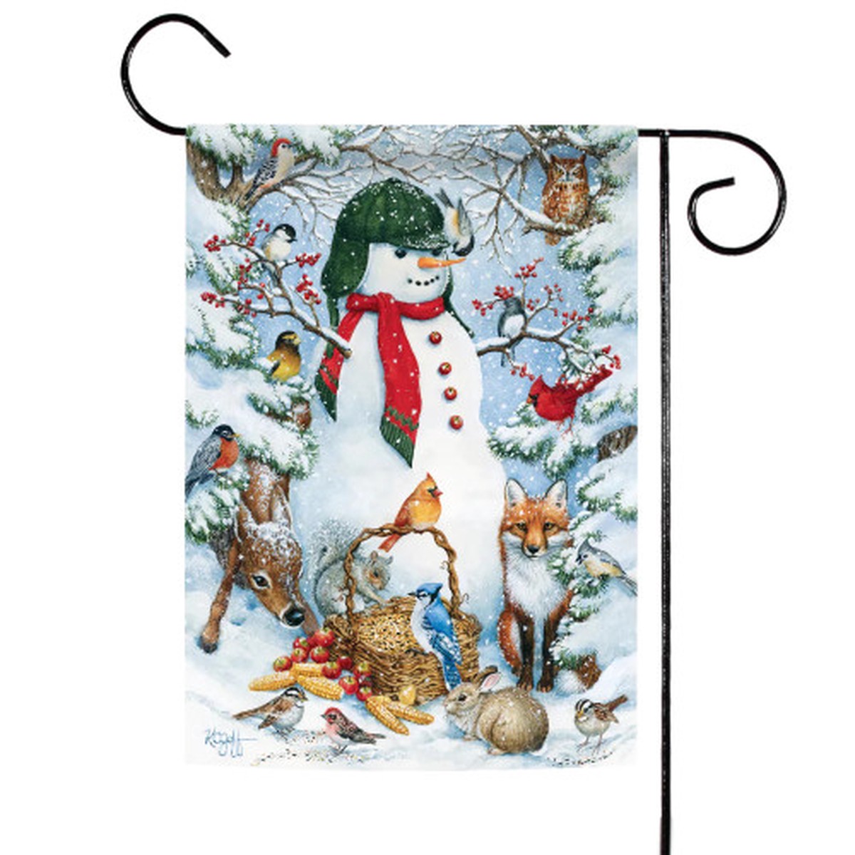 Woodland Snowman Christmas Outdoor Garden Flag 18″ x 12.5″