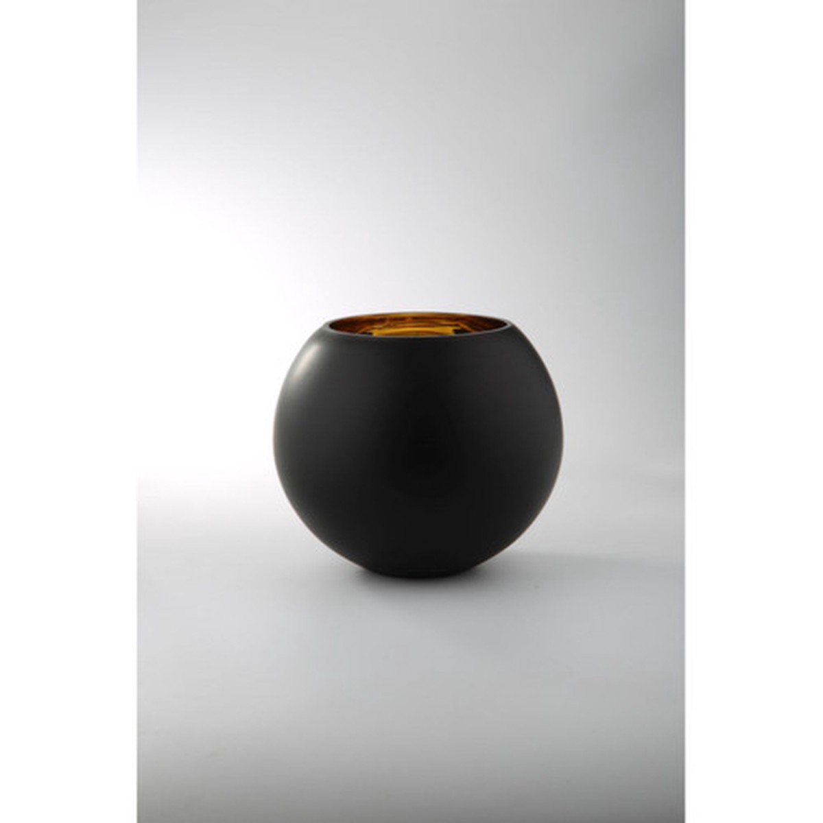 10″ Black Spherical Glass Vase Tabletop Decoration