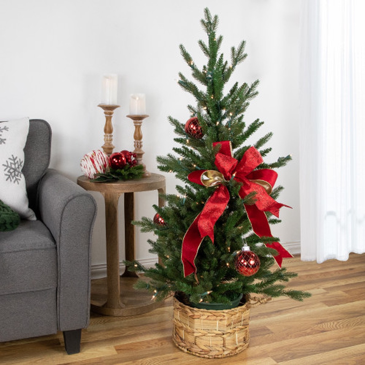 4' Real Touch Pre-Lit Medium Grande Spruce Artificial Potted Christmas Tree - Clear Lights