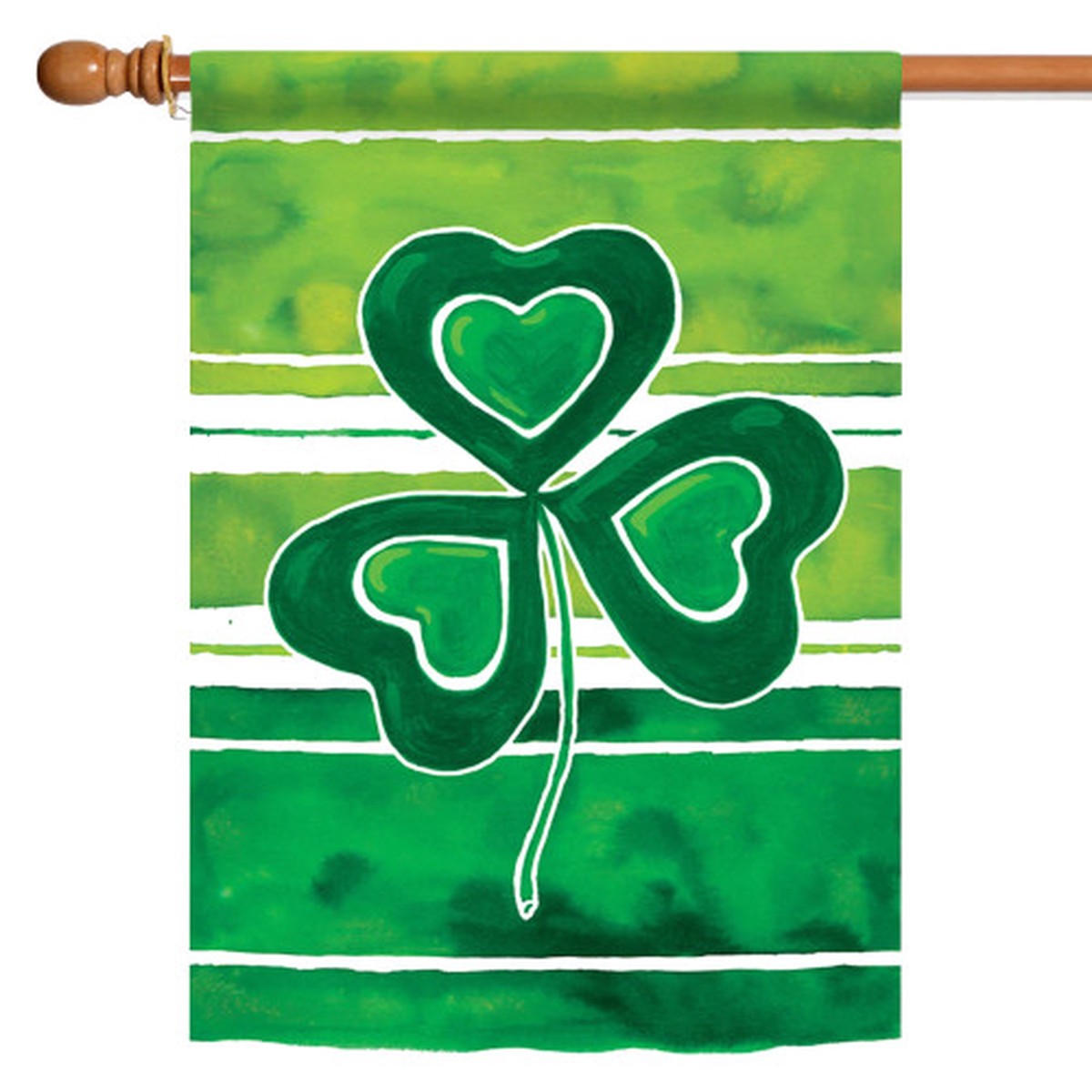 Shamrock Stripes Green St Patrick’s Day House Flag 40″ x 28″