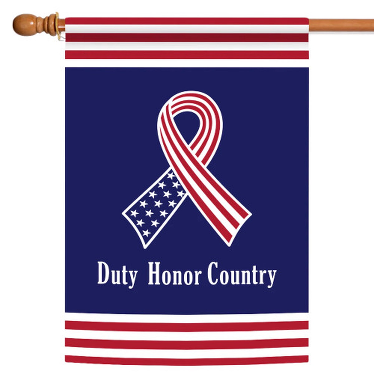 Stars and Stripes Ribbon “Duty Honor Country” Patriotic Outdoor Flag – 40″ x 28″