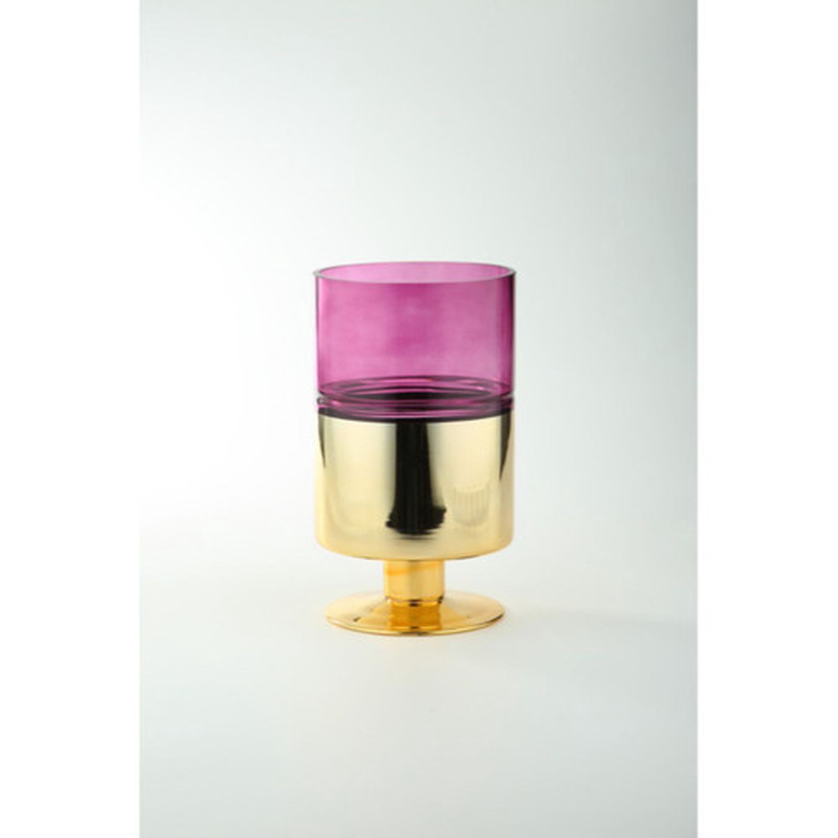 10″ Purple Glass Vase with Round Gold Base
