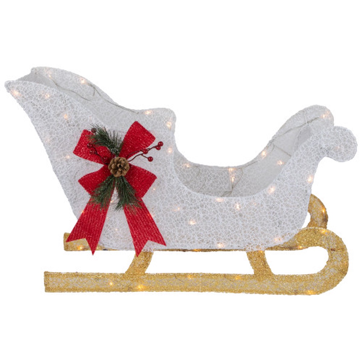 30.25″ LED Lighted Glittery White Sleigh Outdoor Christmas Decoration