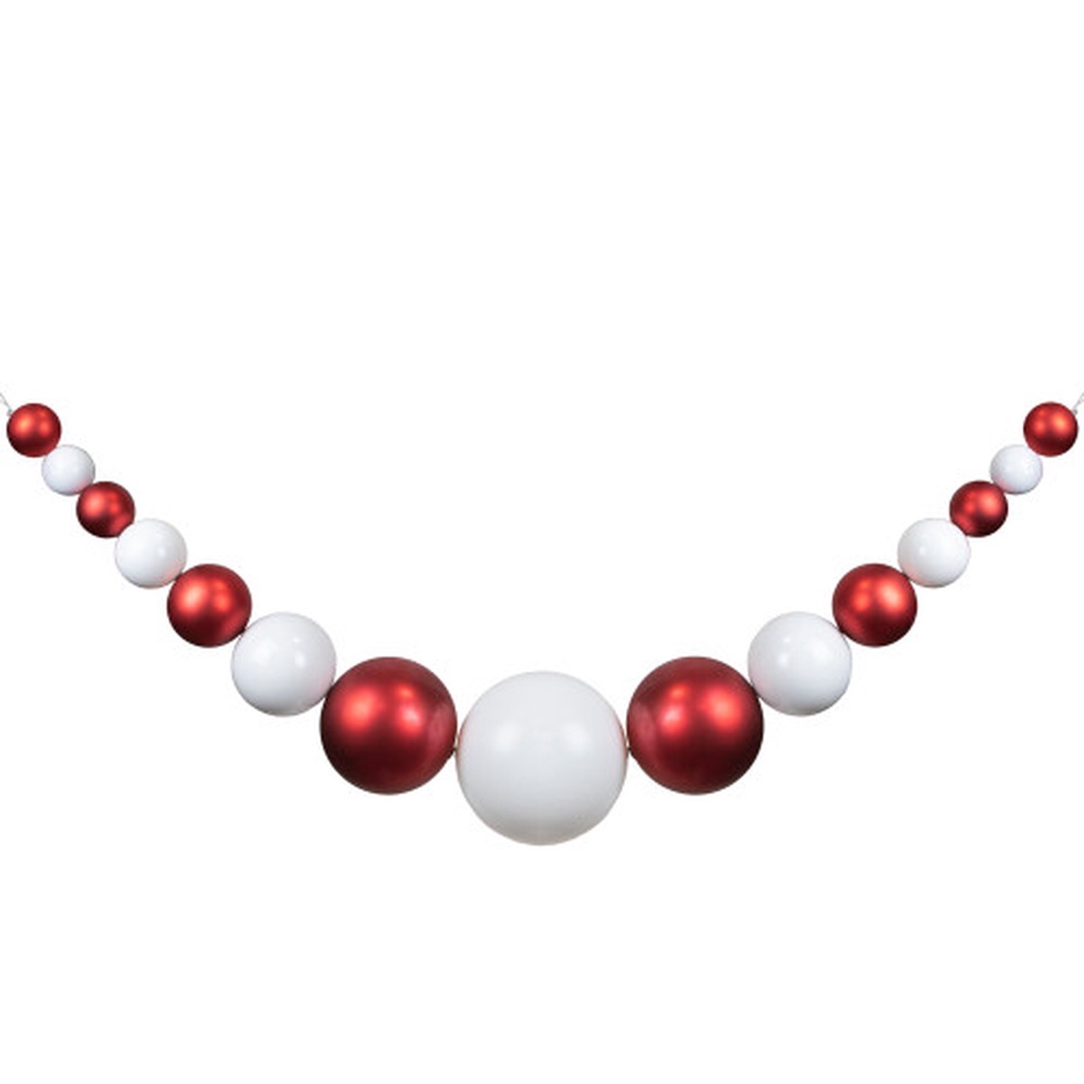 6' Red and White Shiny and Matte Shatterproof Ball Christmas Swag