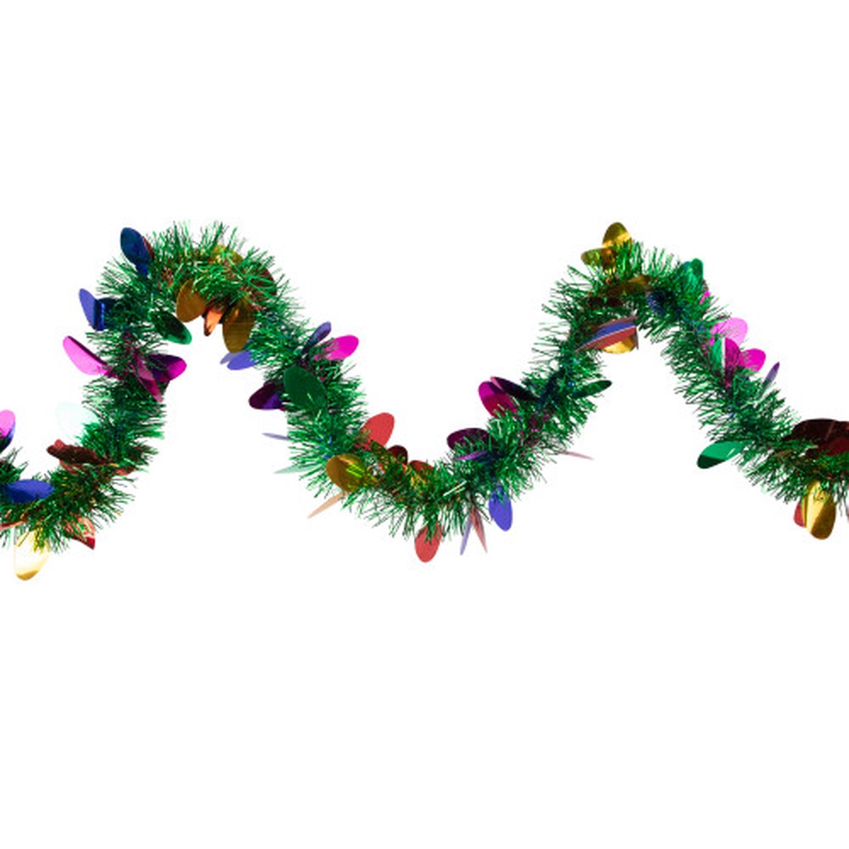 Christmas Light Bulb Wrapped Tinsel Commercial Garland - 50' x 2" - Green and Multicolor - Unlit
