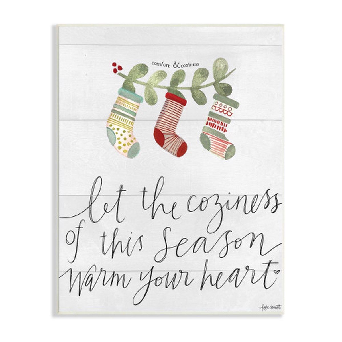 “Comfort and Coziness” Christmas Stockings Wall Sign, 10″ x 15″