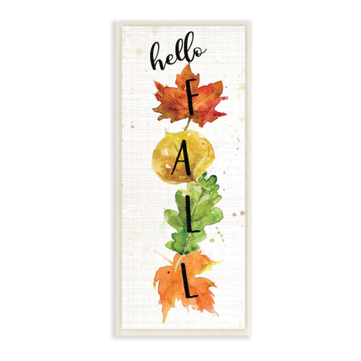 “Hello Fall” Harvest Stacked Leaves Wall Sign, 7″ x 17″