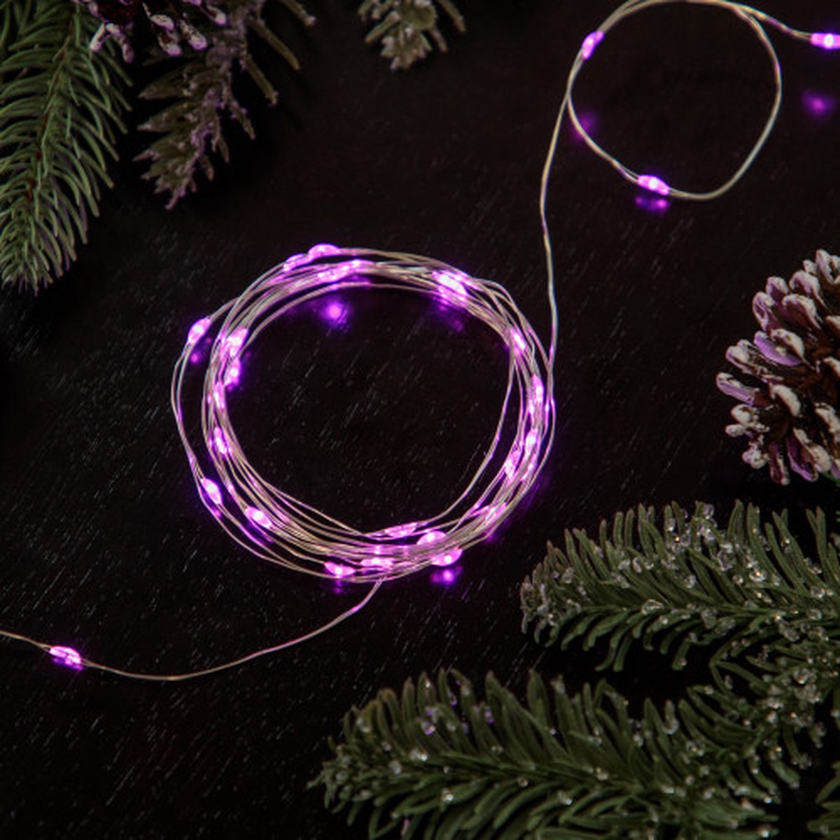 LED Micro Fairy Christmas Lights - Pink - 4" Spacing - Copper Wire - 20ct