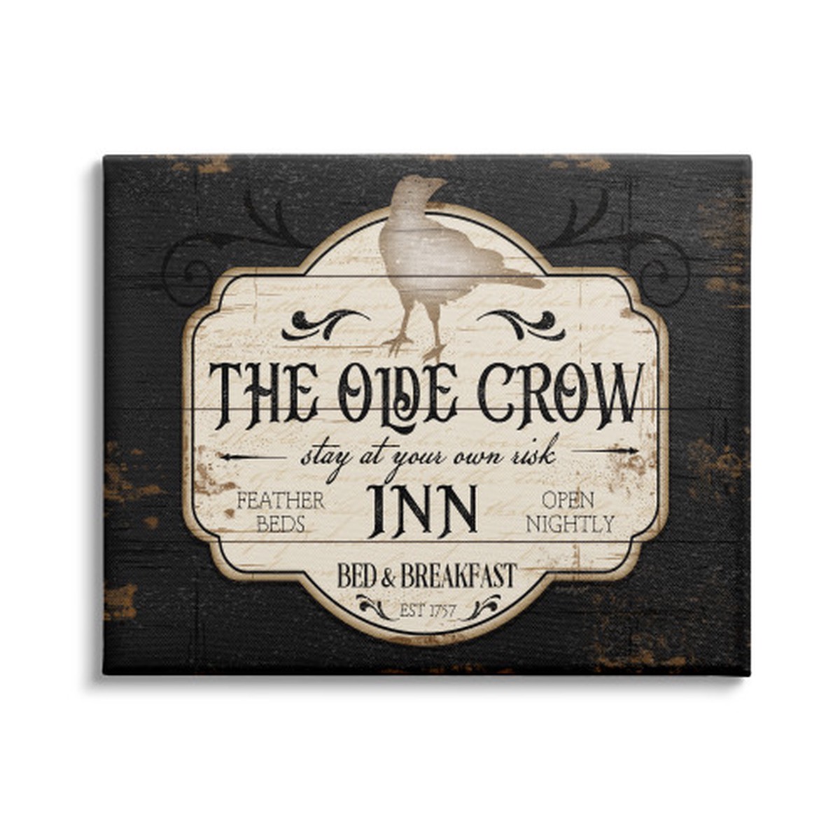 “The Olde Crow Inn” Halloween Sign Stretched Canvas Wall Art, 30″ x 40″