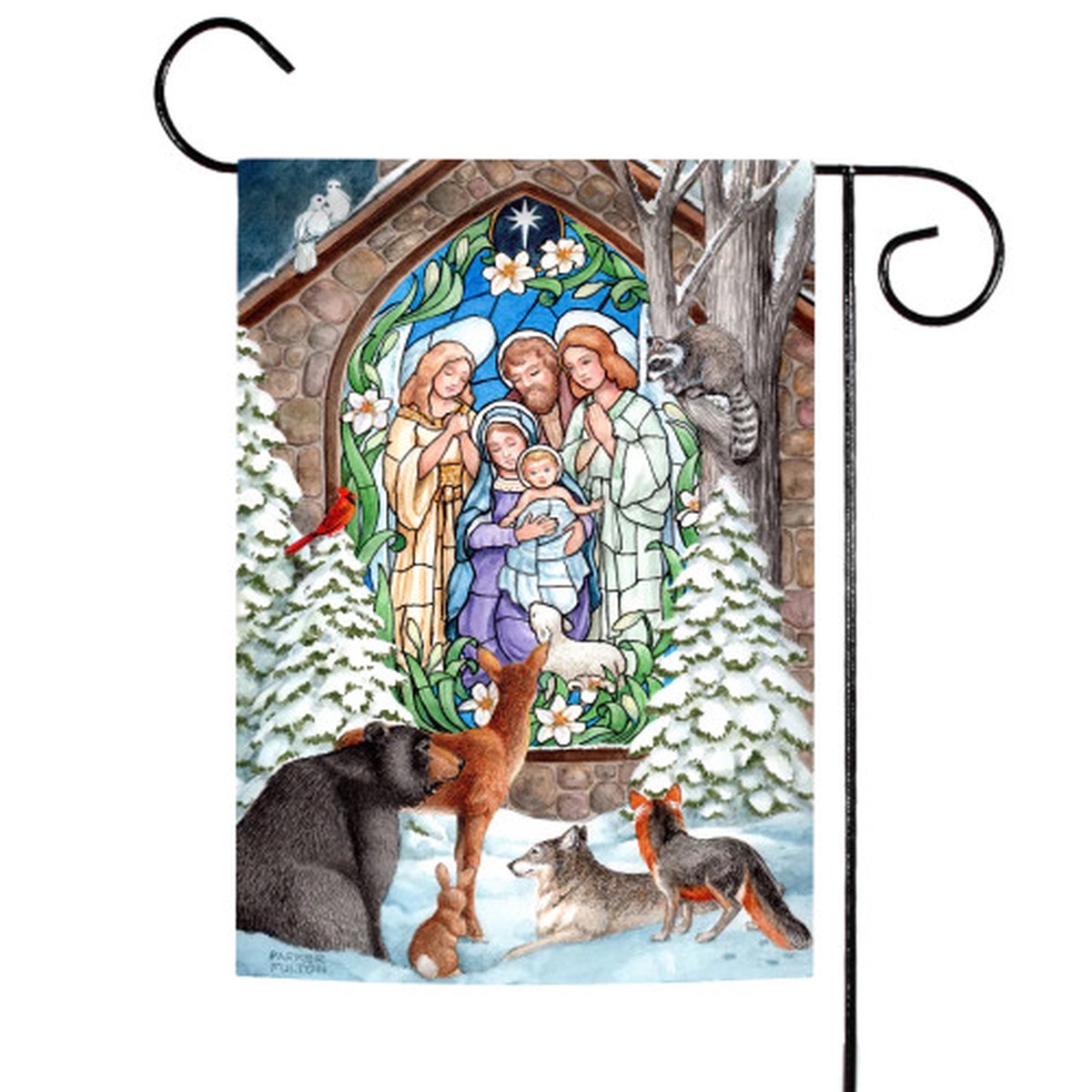 Winter Nativity and Animals Outdoor Garden Flag 18″ x 12.5″