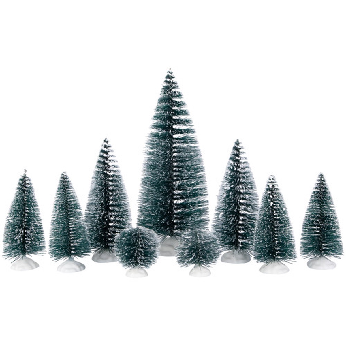Bottle Brush Pine Christmas Village Trees - Set of 9