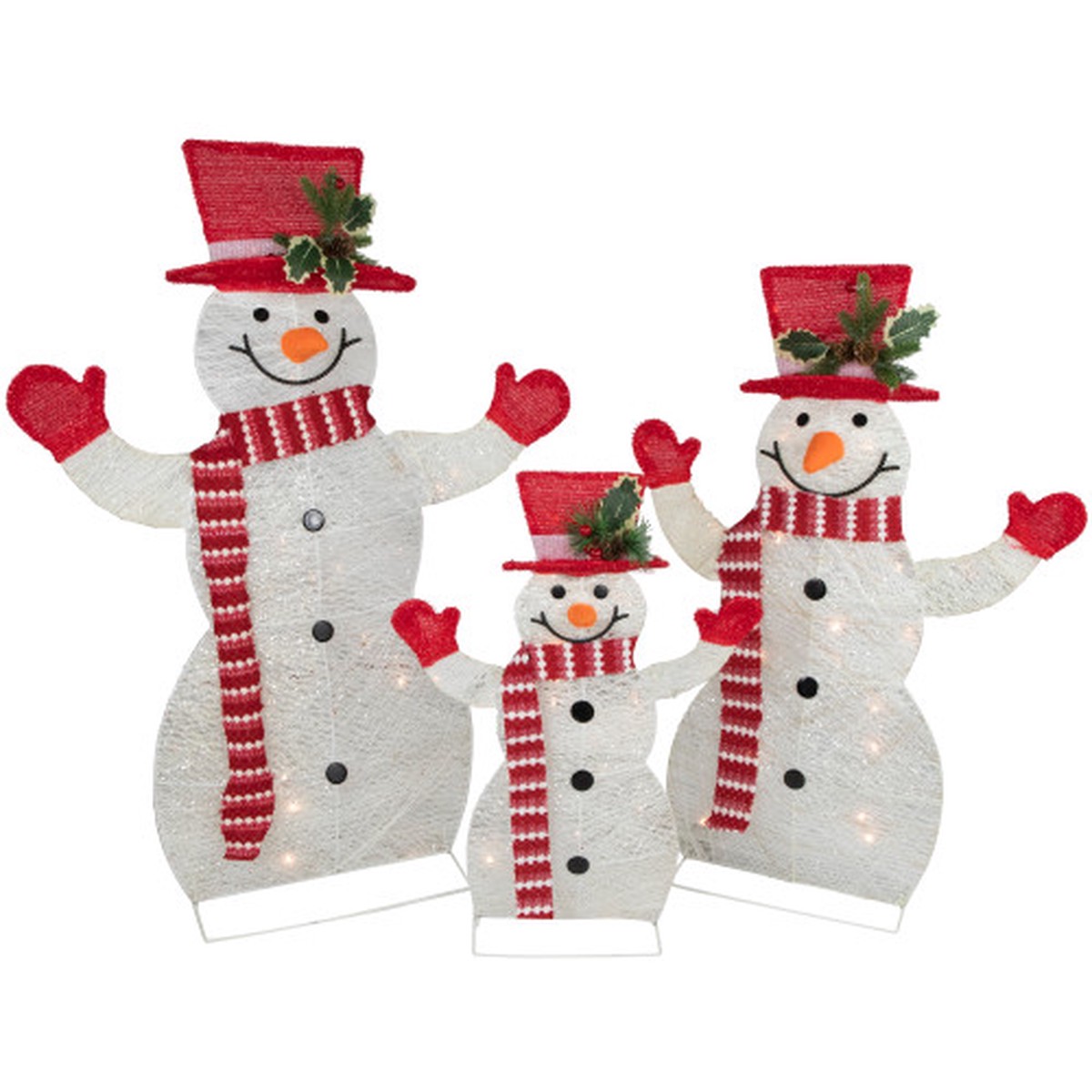 Set of 3 LED Lighted Family of Snowmen Outdoor Christmas Decoration