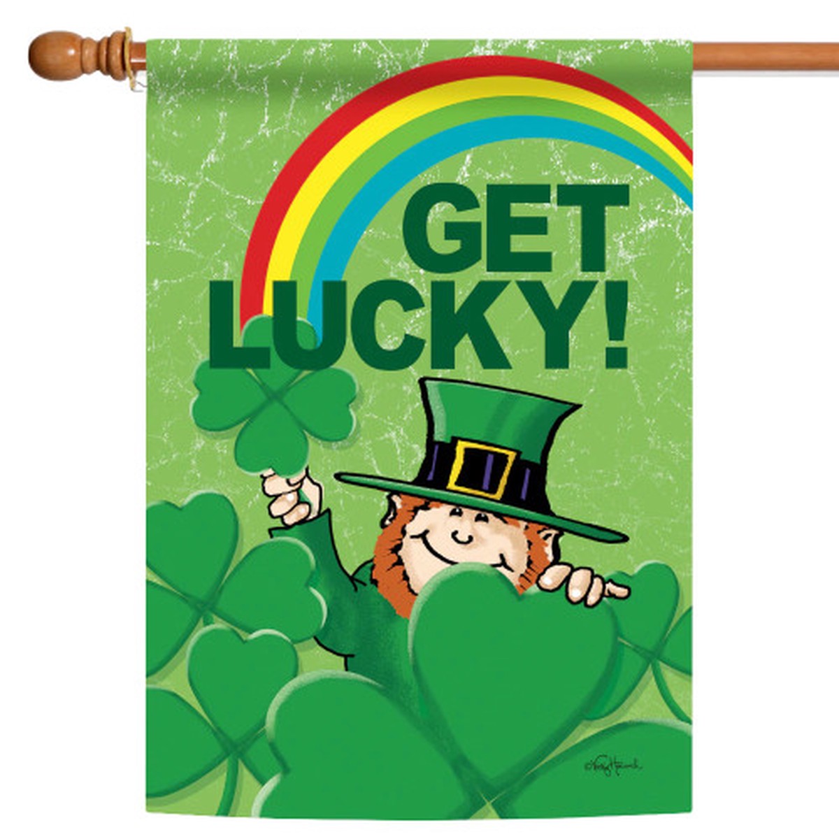 St. Patrick’s Day ‘Get Lucky’ Leprechaun Outdoor House Flag 40″ x 28″