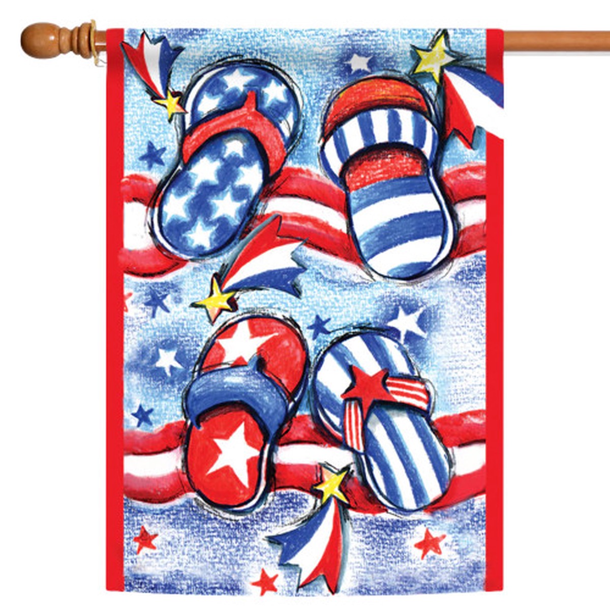 Stars and Stripes Flip-Flops Patriotic Fade-Resistant Outdoor Flag – 40″ x 28″