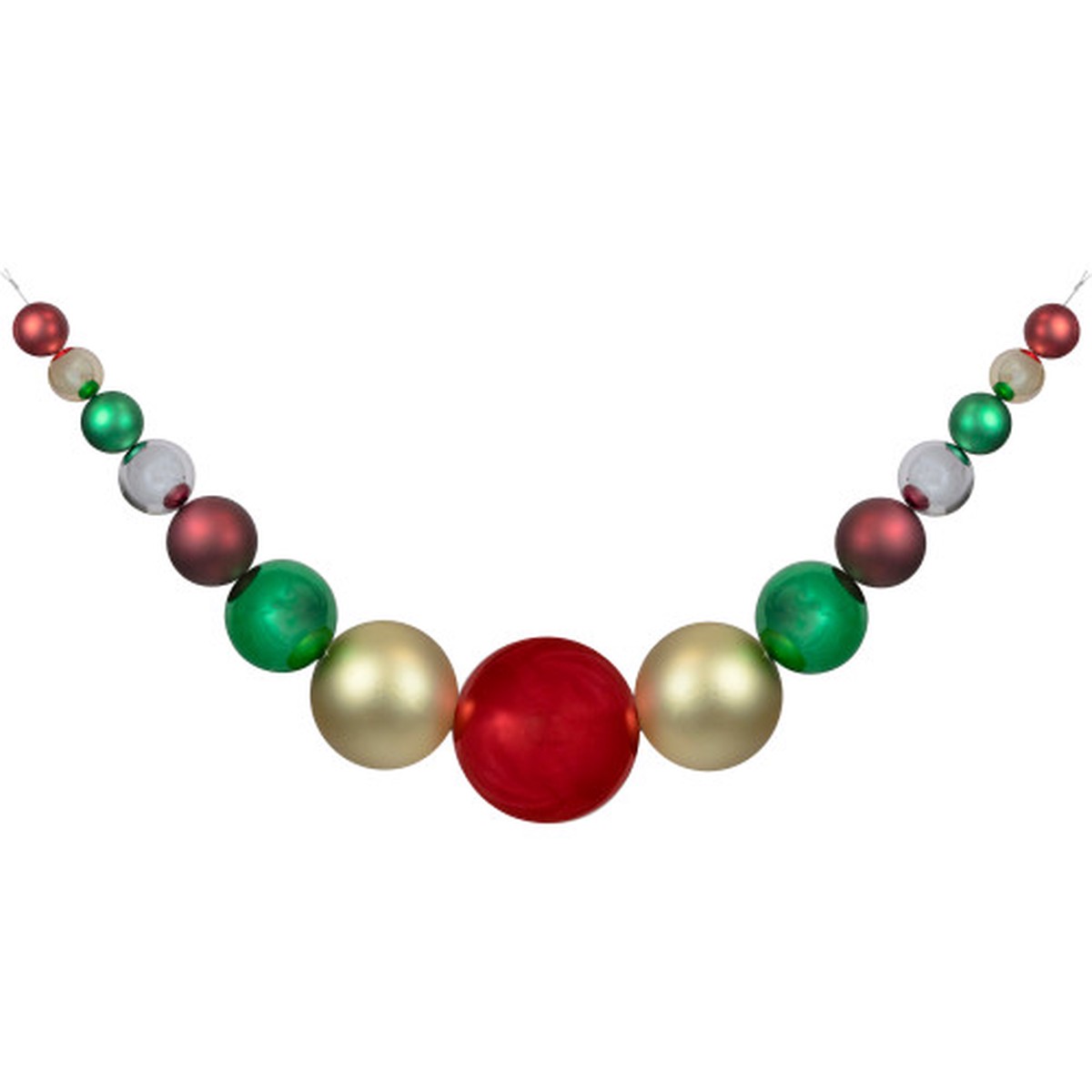 6' Shiny and Matte Traditional Colors Shatterproof Ball Christmas Swag