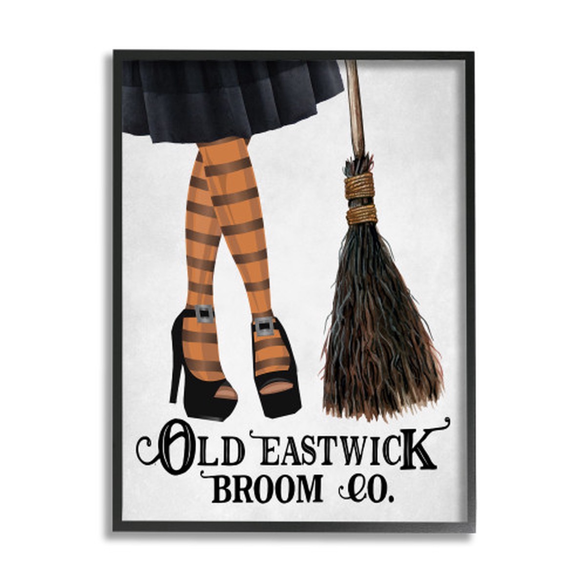 Witch Striped Stockings “Old Eastwick” Halloween Black Framed Wall Art, 24 x 30