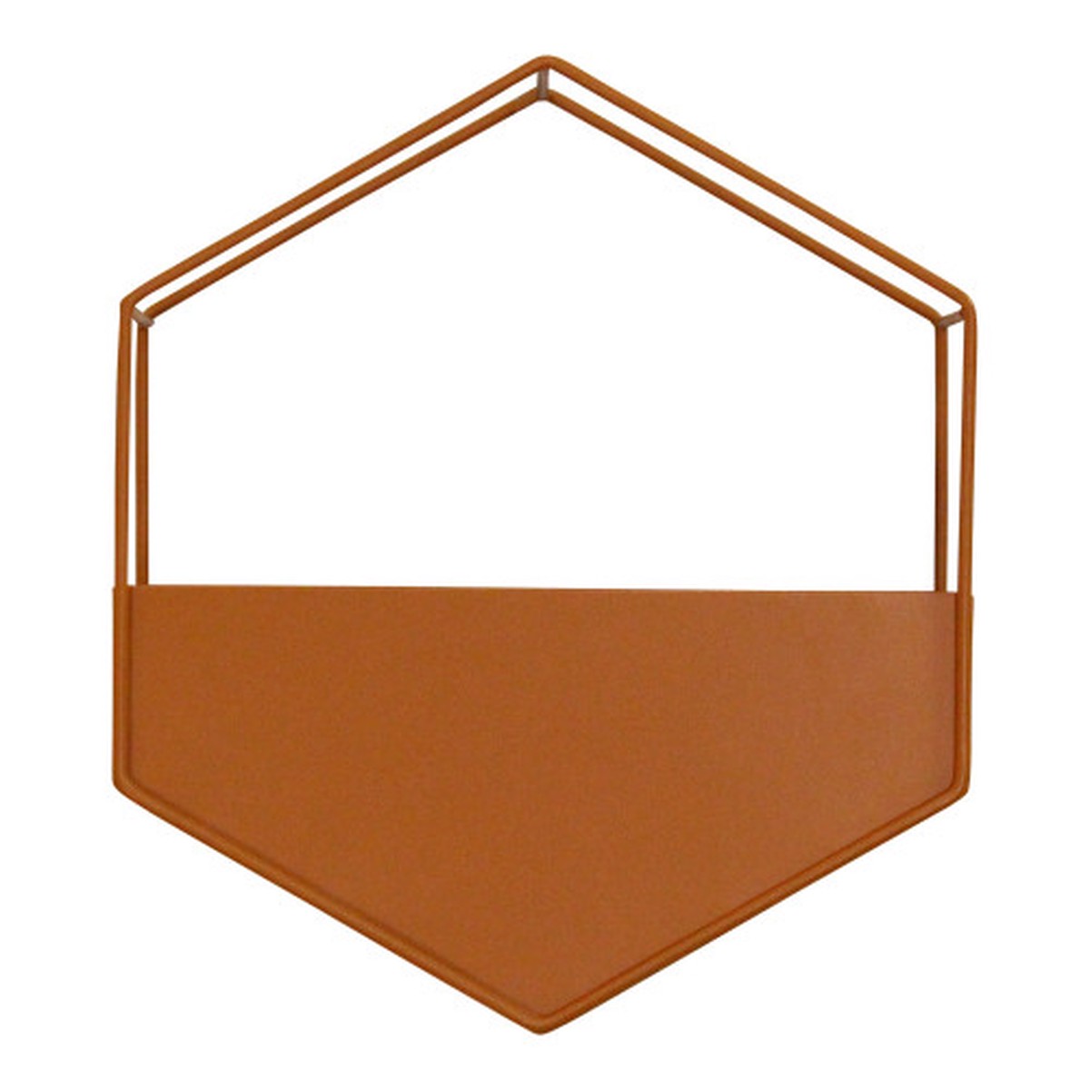 10.25″ Orange Metal Hexagon Solid Wall Planter