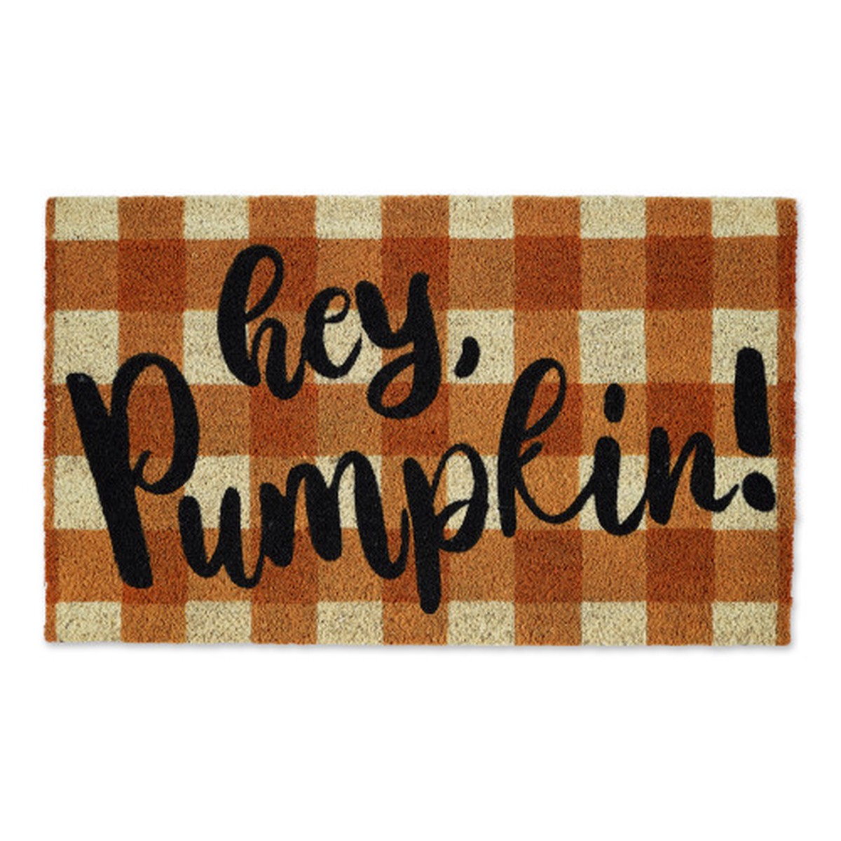 “Hey Pumpkin!” Fall Harvest Check Doormat – 30″ x 18″