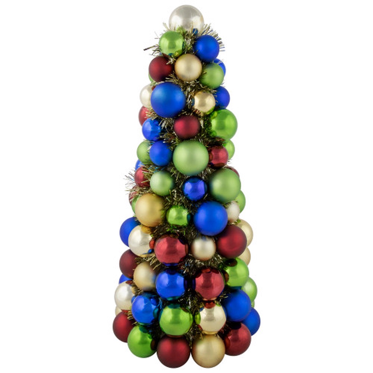 Shatterproof Ball Christmas Tree with Tinsel – 15.75″ – Multicolor
