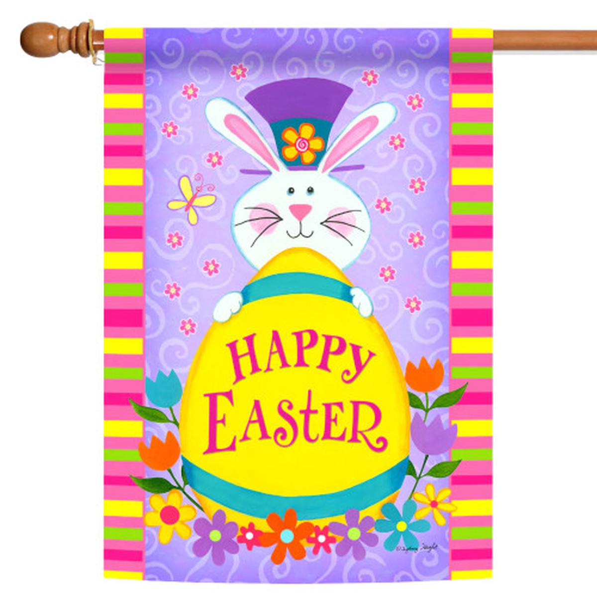 Top Hat Bunny ‘Happy Easter’ Outdoor House Flag 40″ x 28″