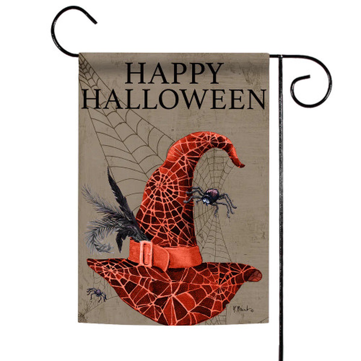 Witch Hat with Spider “Happy Halloween” Outdoor Garden Flag 18″ x 12.5″