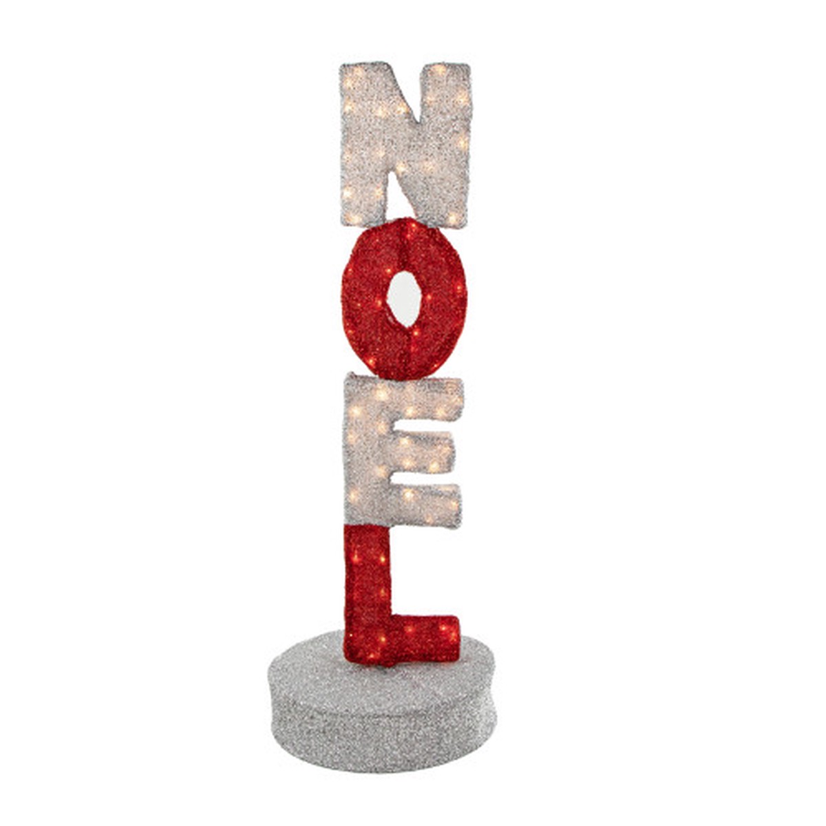 39″ Lighted Red and Silver Noel Outdoor Christmas Sign Decoration
