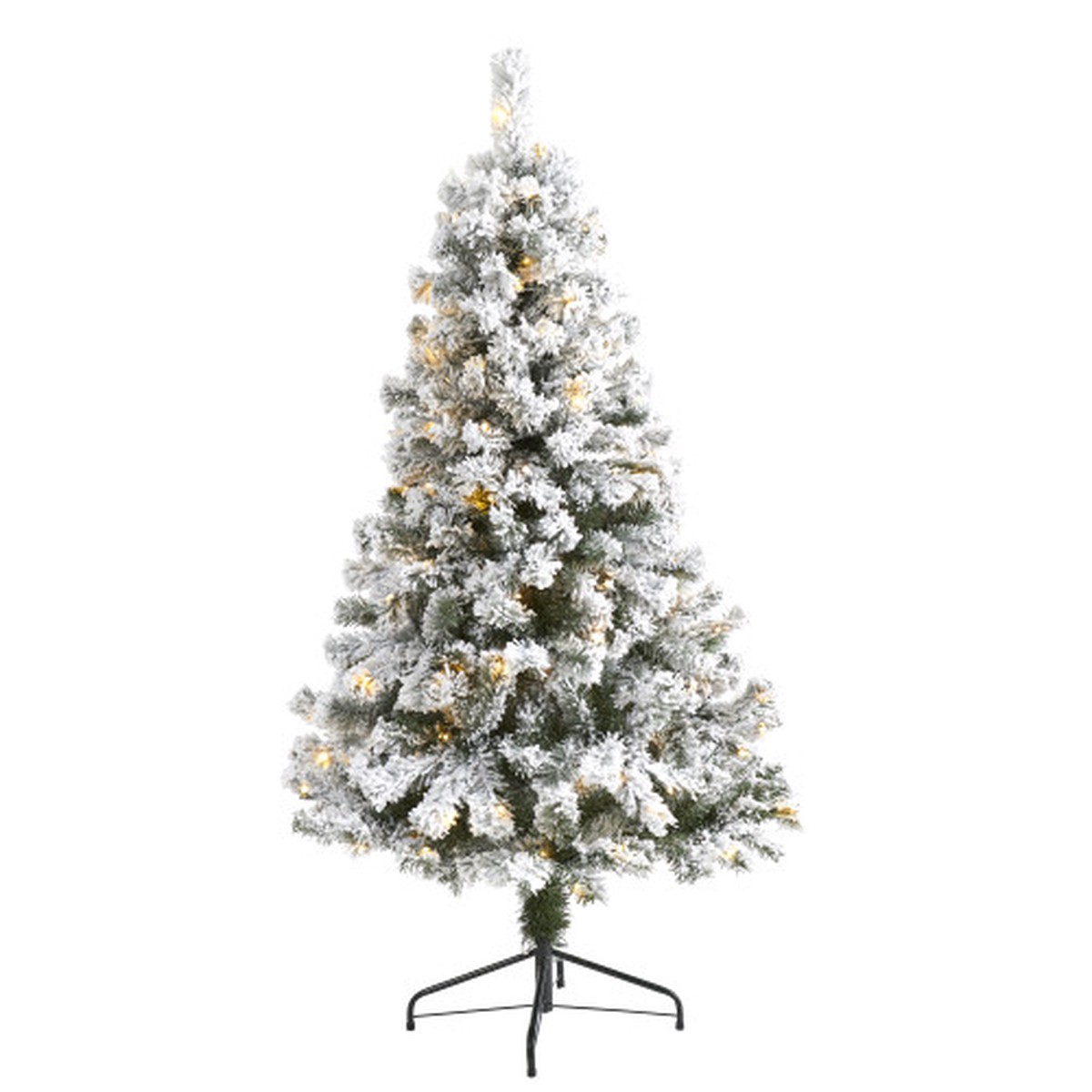 5′ Pre-Lit Flocked Fir Artificial Christmas Tree, Warm Clear LED Lights