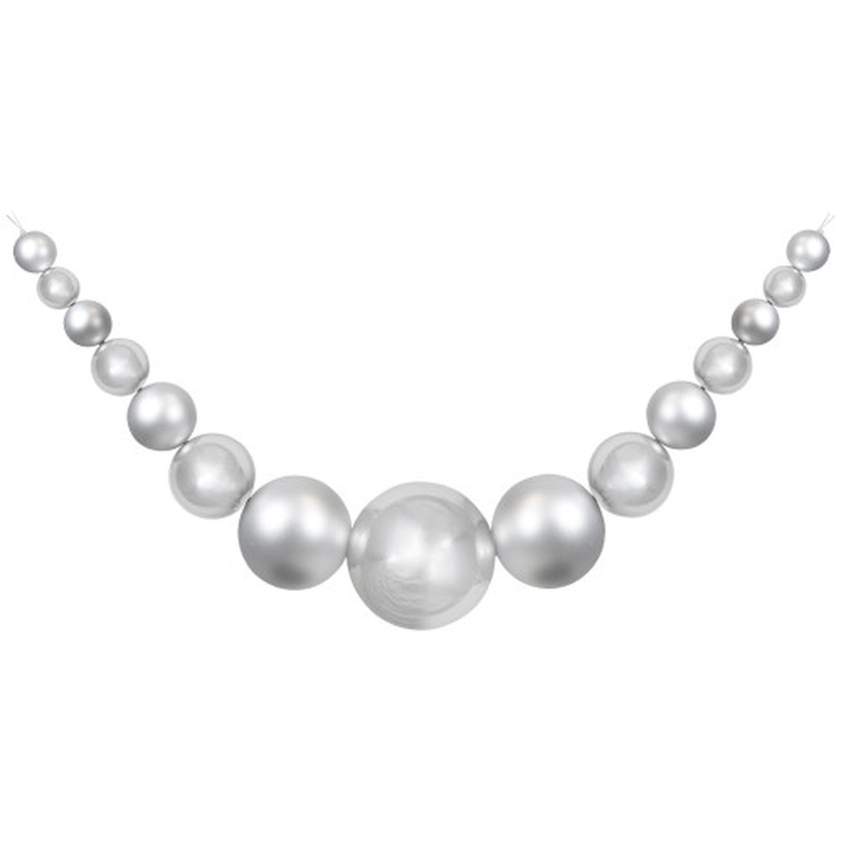 6' Silver Shiny and Matte Shatterproof Ball Christmas Swag