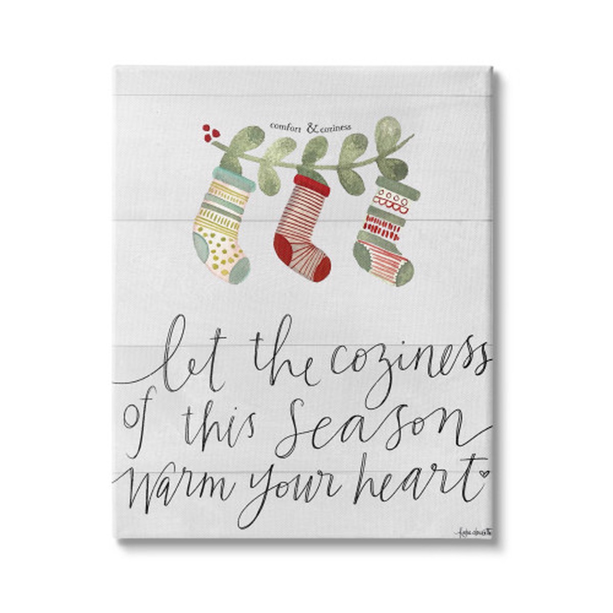 “Comfort and Coziness” Christmas Stockings Stretched Canvas Wall Art, 24″ x 30″