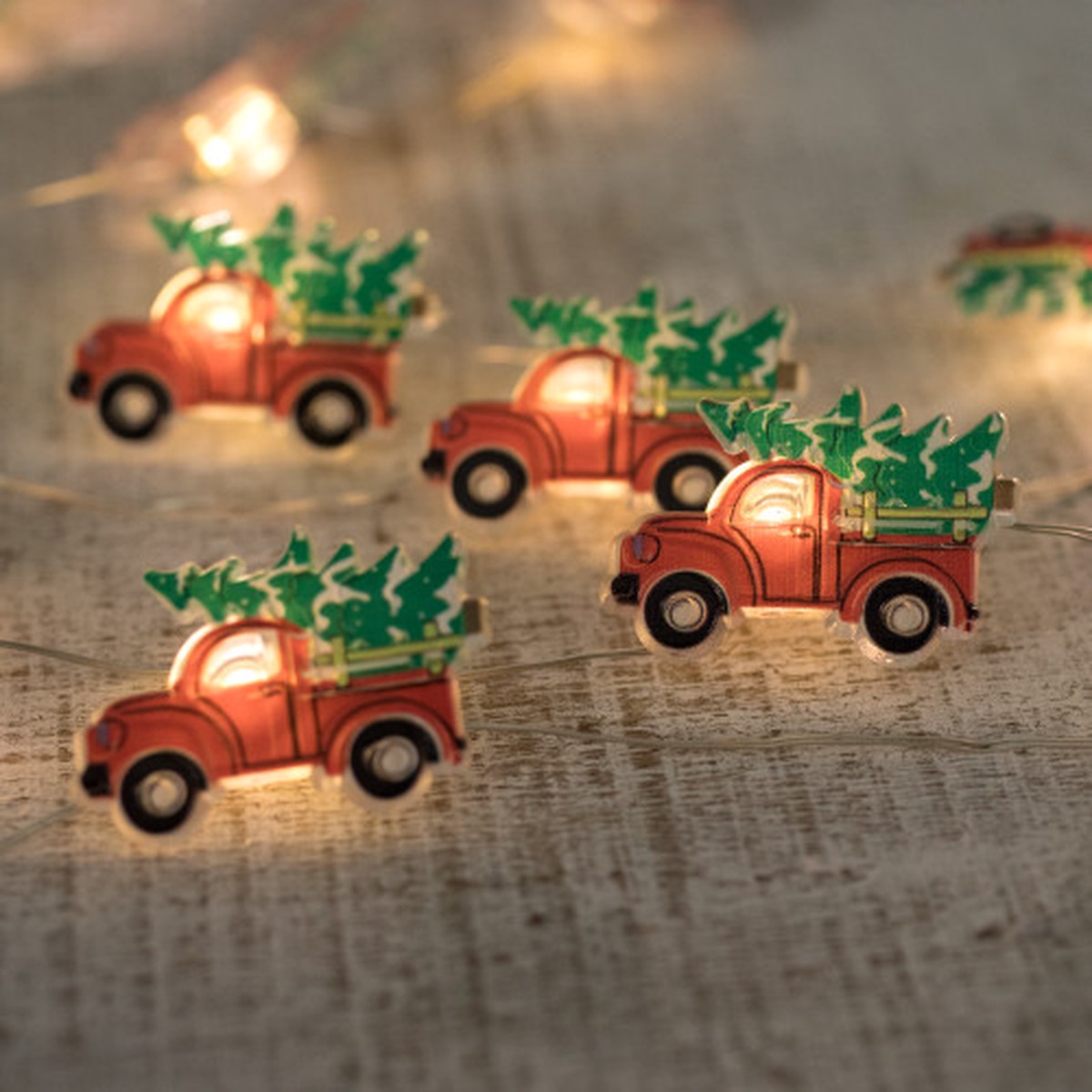 Warm White Micro LED Hauling Truck Christmas Lights - 4" Spacing - Silver Wire - 20ct