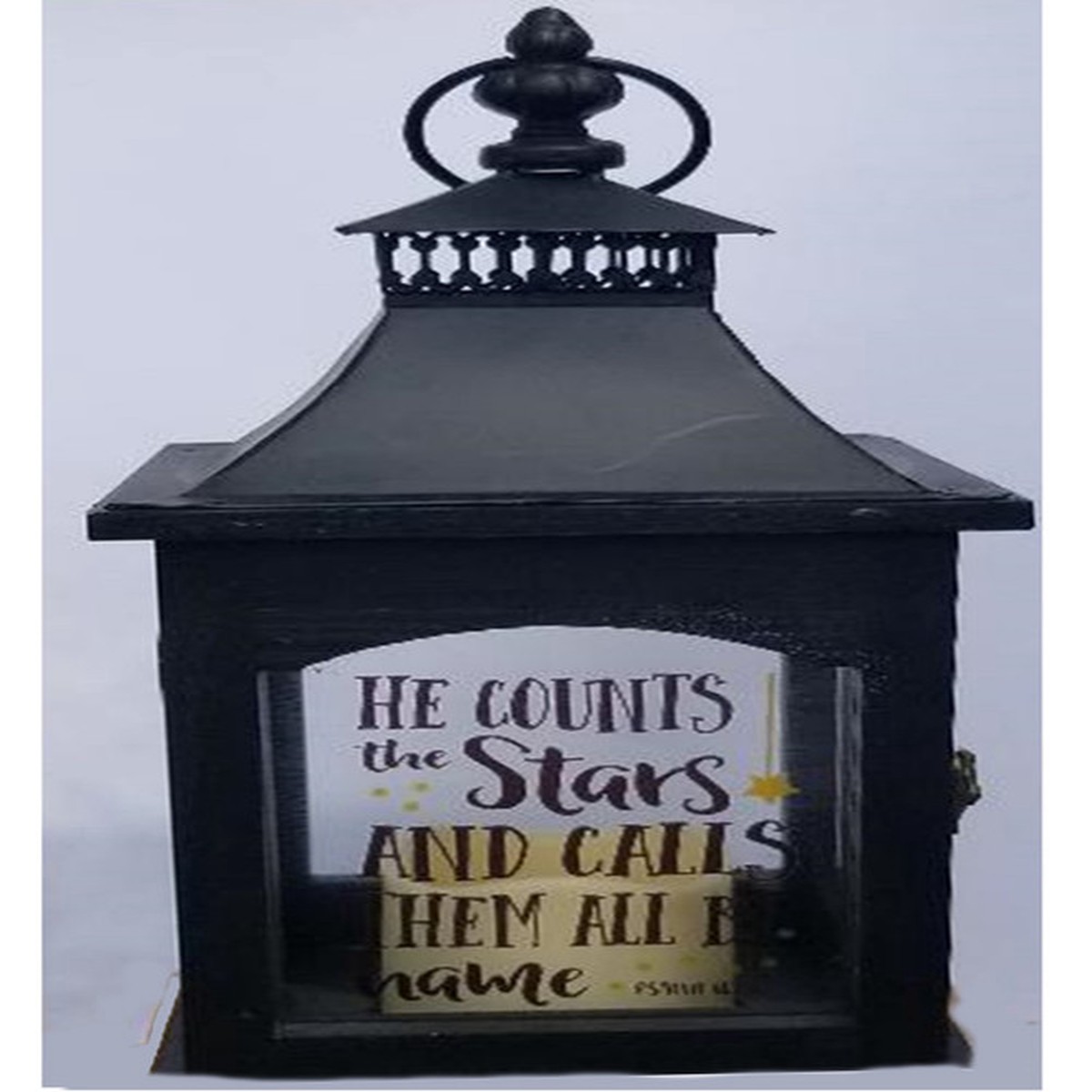 14.75″ Black Count Your Star Candle Lantern
