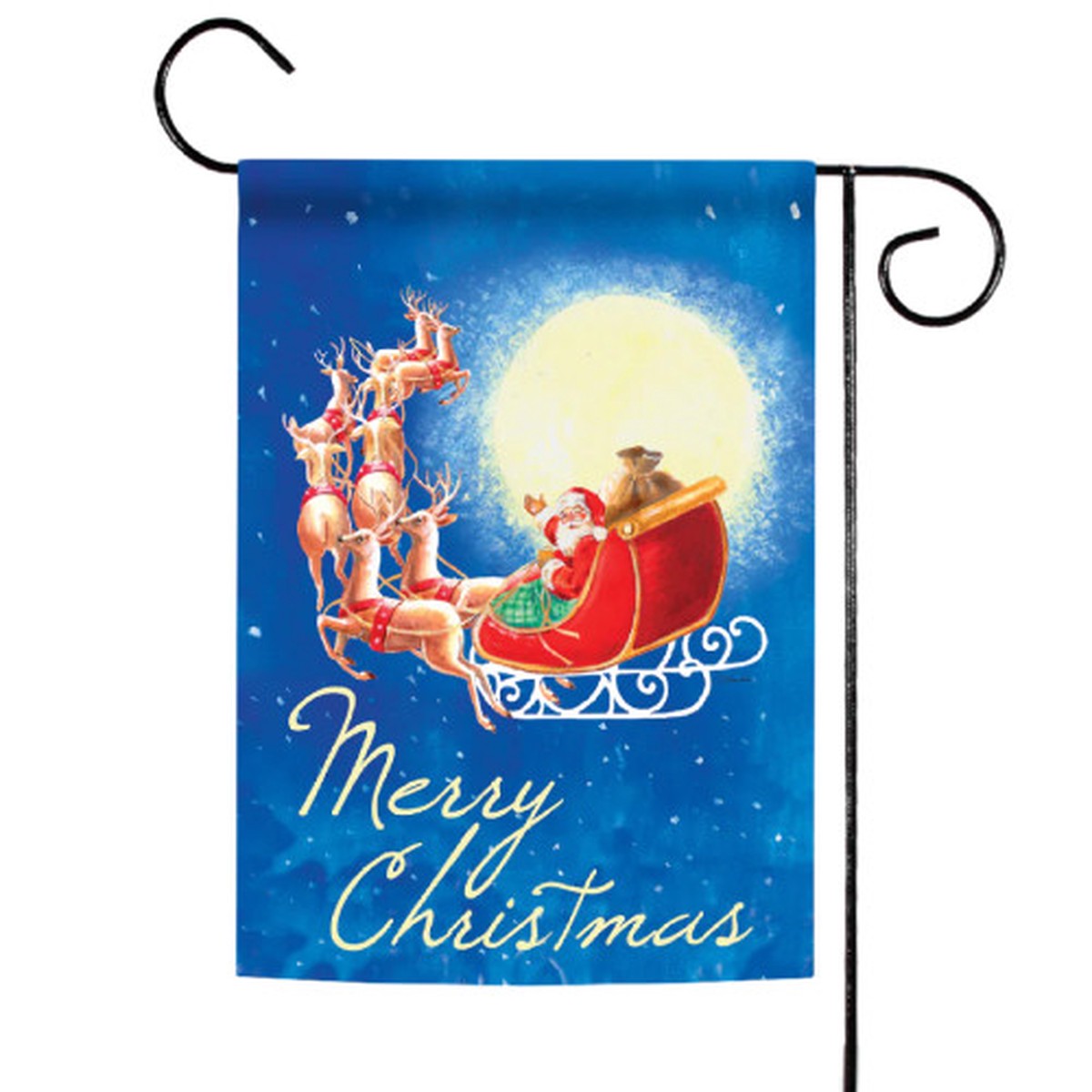 “Merry Christmas” Moonlight Santa Outdoor Garden Flag 18″ x 12.5″