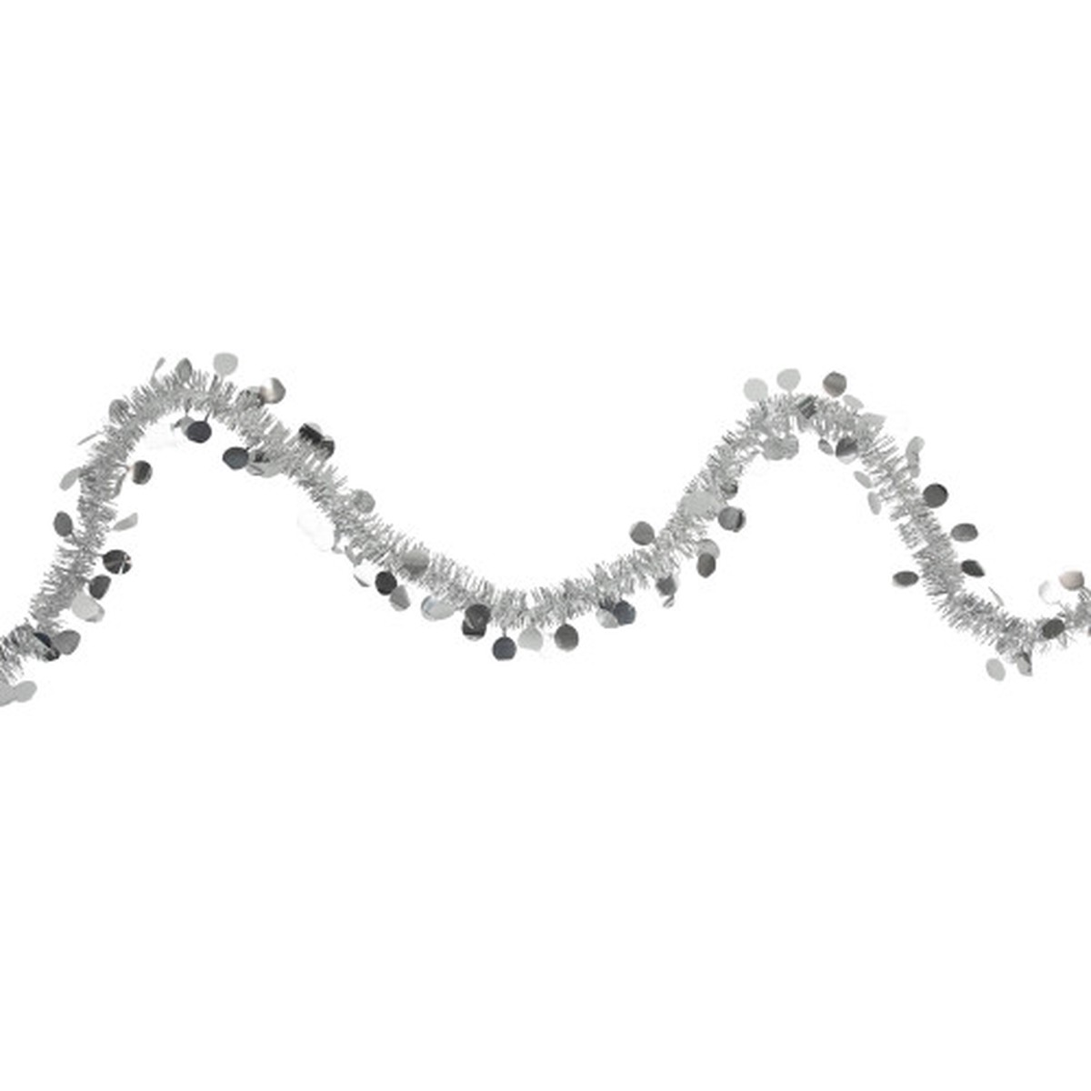 Tinsel and Polka Dot Commercial Christmas Garland - 50' x 1.5" - Silver - Unlit