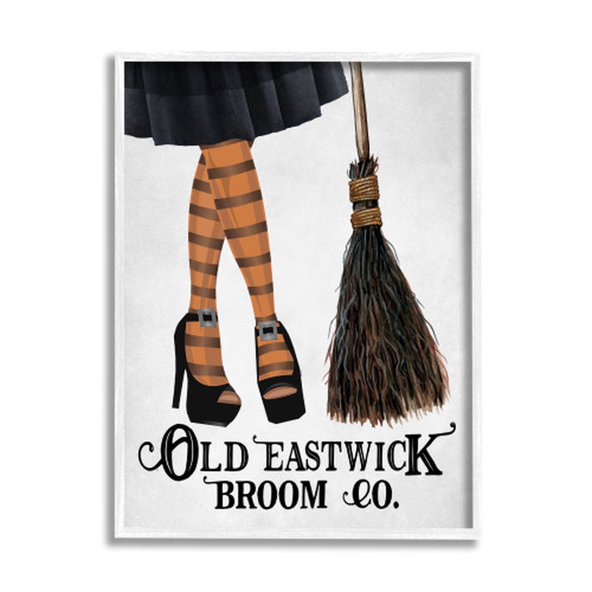 Witch Striped Stockings “Old Eastwick” Halloween White Framed Wall Art, 24 x 30