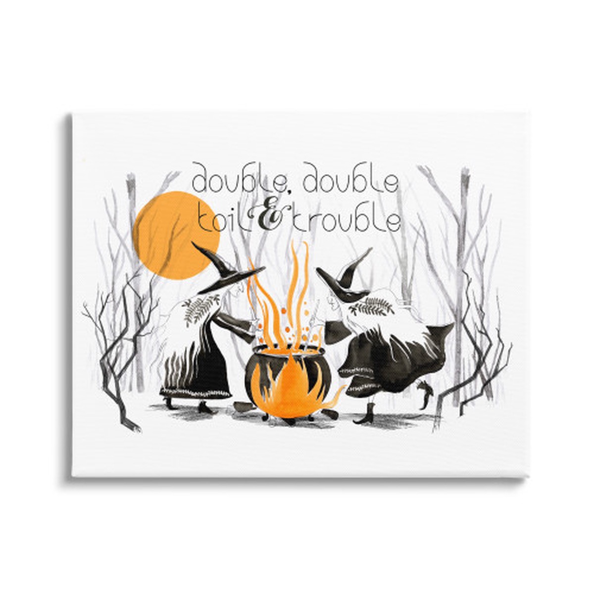 Witches and Cauldron Double Toil and Trouble Halloween Canvas Wall Art, 24″ x 30