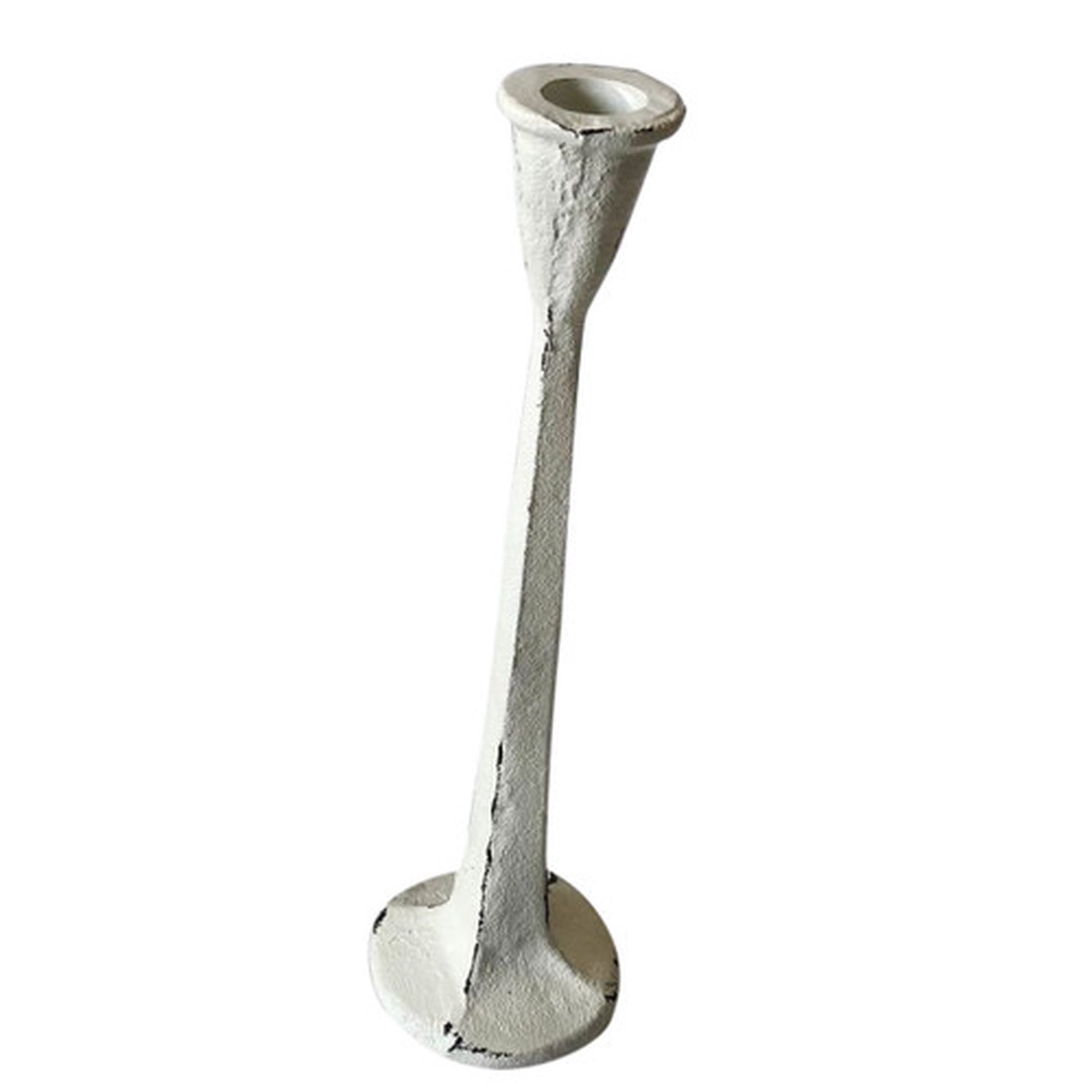 11.25″ Antique White Contemporary Small Taper Candle Holder