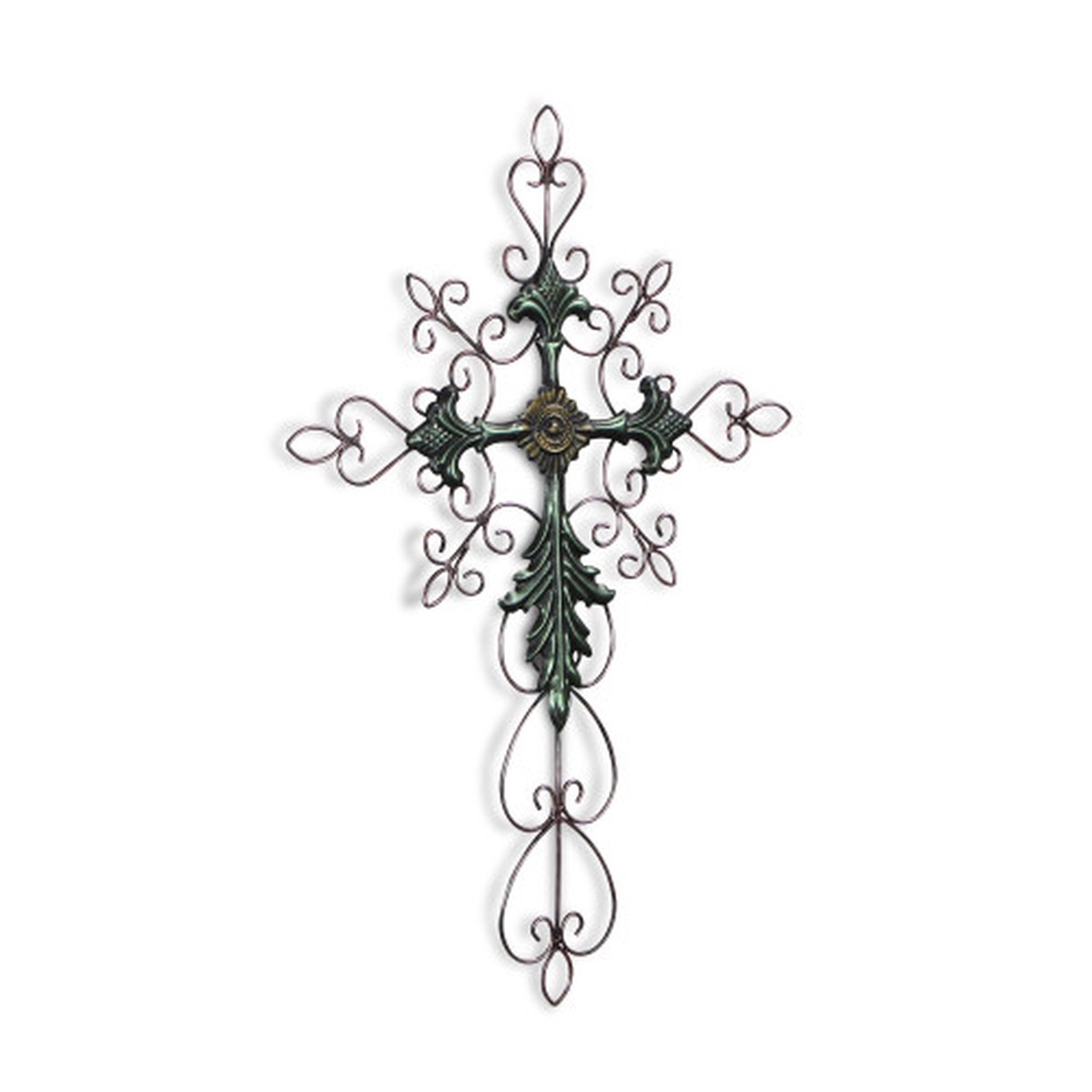 28″ Green and Brown Traditional Cross Wall Decoration