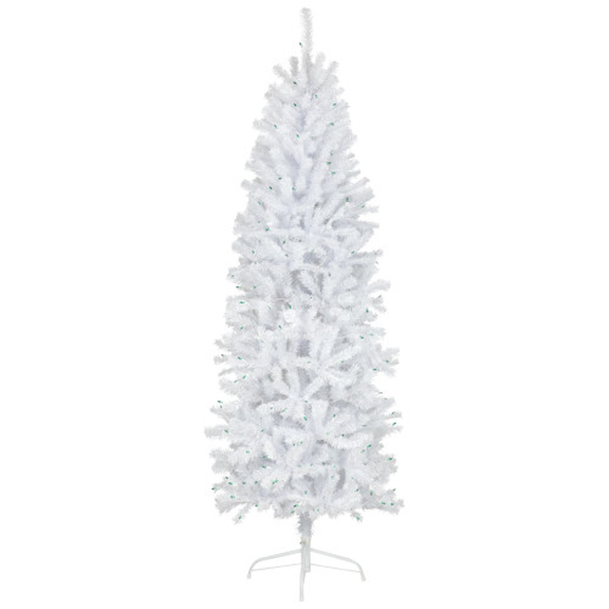 6.5 Pre-Lit Slim Geneva White Spruce Artificial Christmas Tree, Green Lights